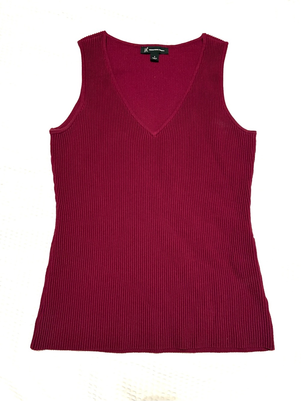INC International Concepts Ribbed V-Neck Sleeveless Tank - Wine / Maroon - Small
